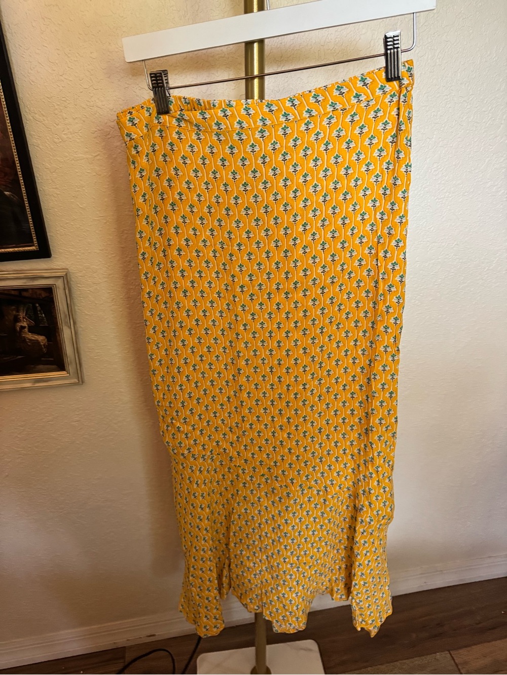 RHODE Yellow Floral Maxi Skirt XL